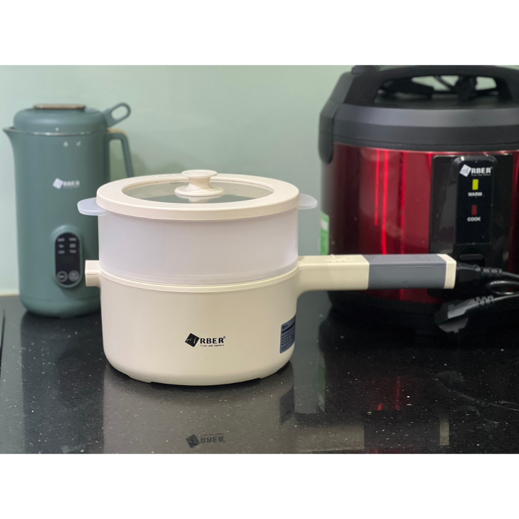 Bộ nồi điện có chống dính kèm xửng hấp Arber