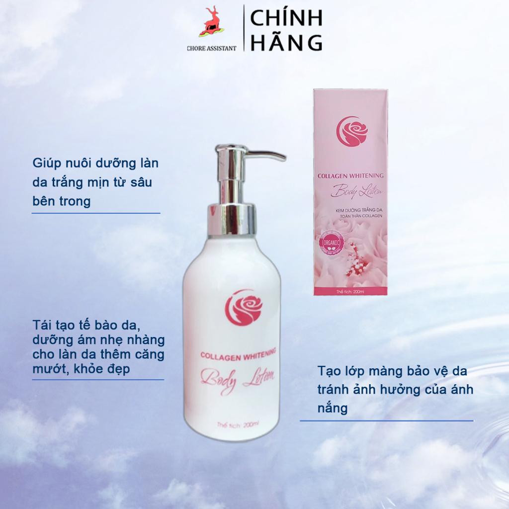 Kem dưỡng trắng da toàn thân Collagen Whitening Body Lotion MH BeauTy Spa 200ml_Dưỡng ẩm_Chính Hãng