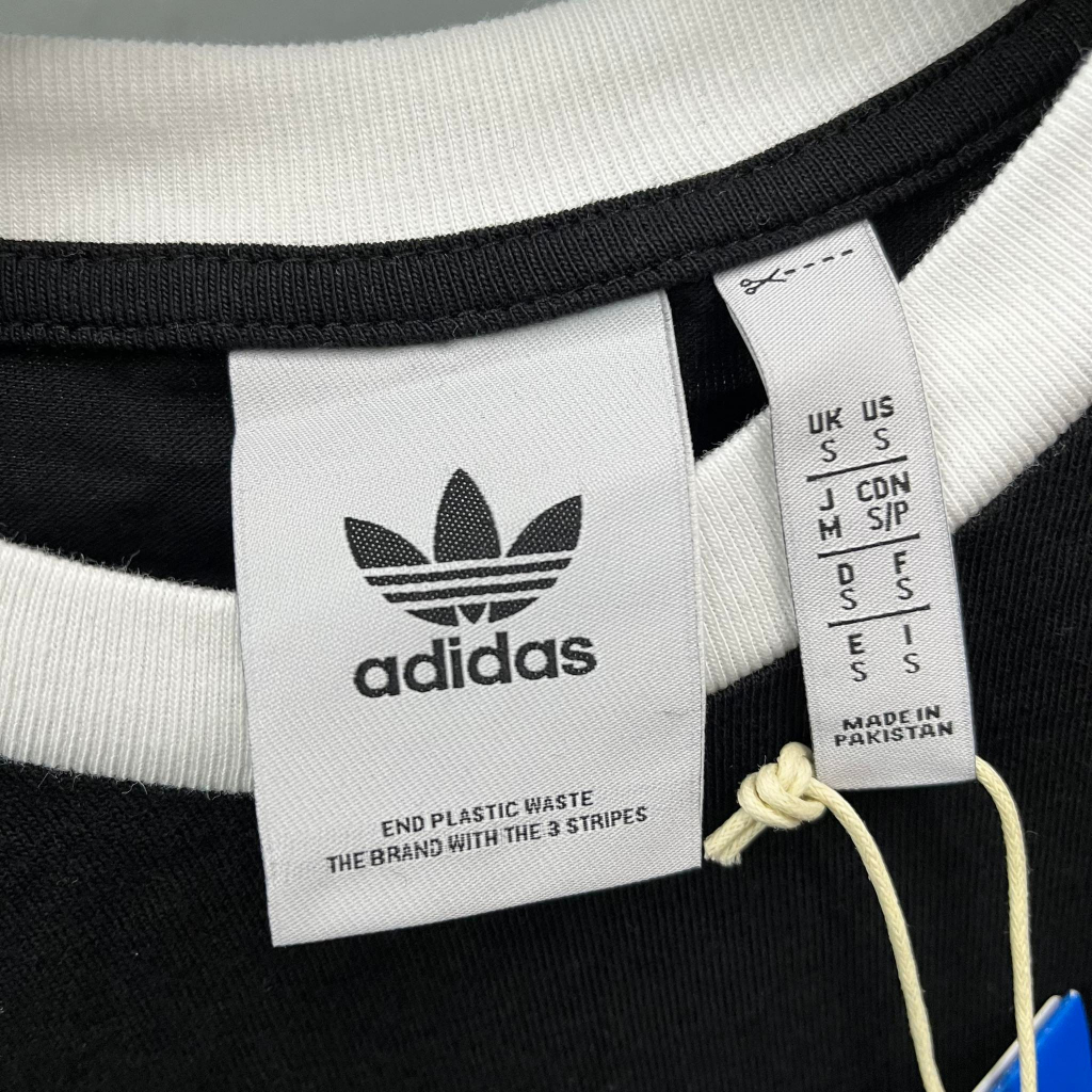 Áo Thun Chính Hãng Adidas Màu Đen Sọc Trắng Shop Xám Store