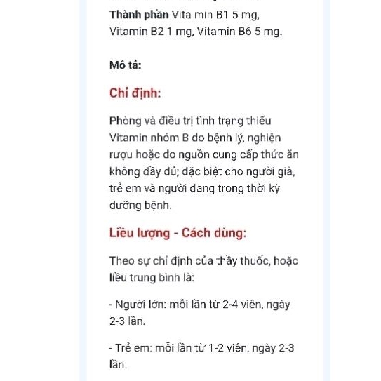 Trivitamin B complex h100v