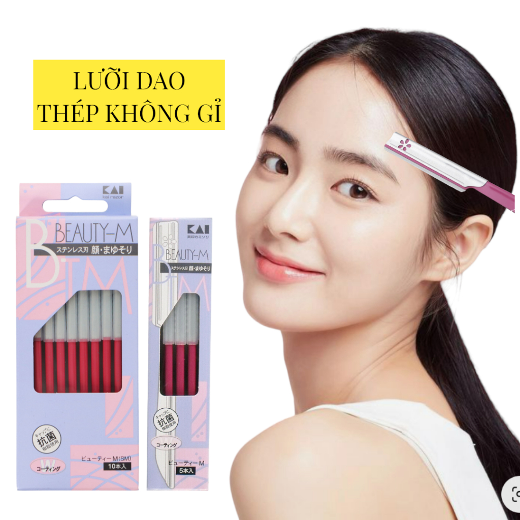Dao Cạo Lông Mày Cán Dài Lưởi Dao Thép không Gỉ Kai Beauty M-07422