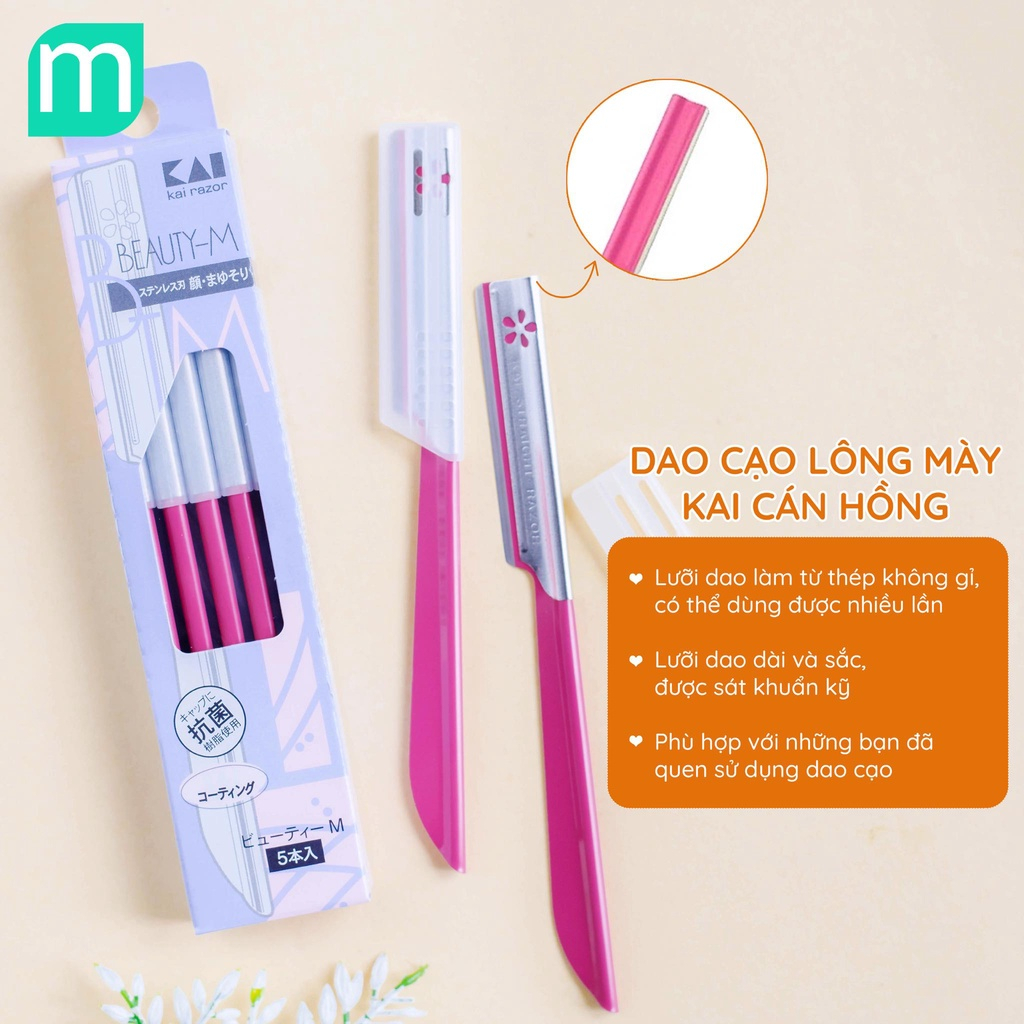 Dao Cạo Lông Mày Cán Dài Lưởi Dao Thép không Gỉ Kai Beauty M-07422