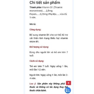 Vitamin b1 (Vistamin b1)lọ 100v