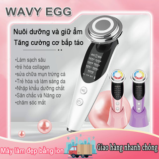 Máy mát xa da mặt 7in1 có đèn LED máy massage mặt ion nếp nhăn cao cấp Trẻ hóa da,máy làm đẹp bằng tần số radio