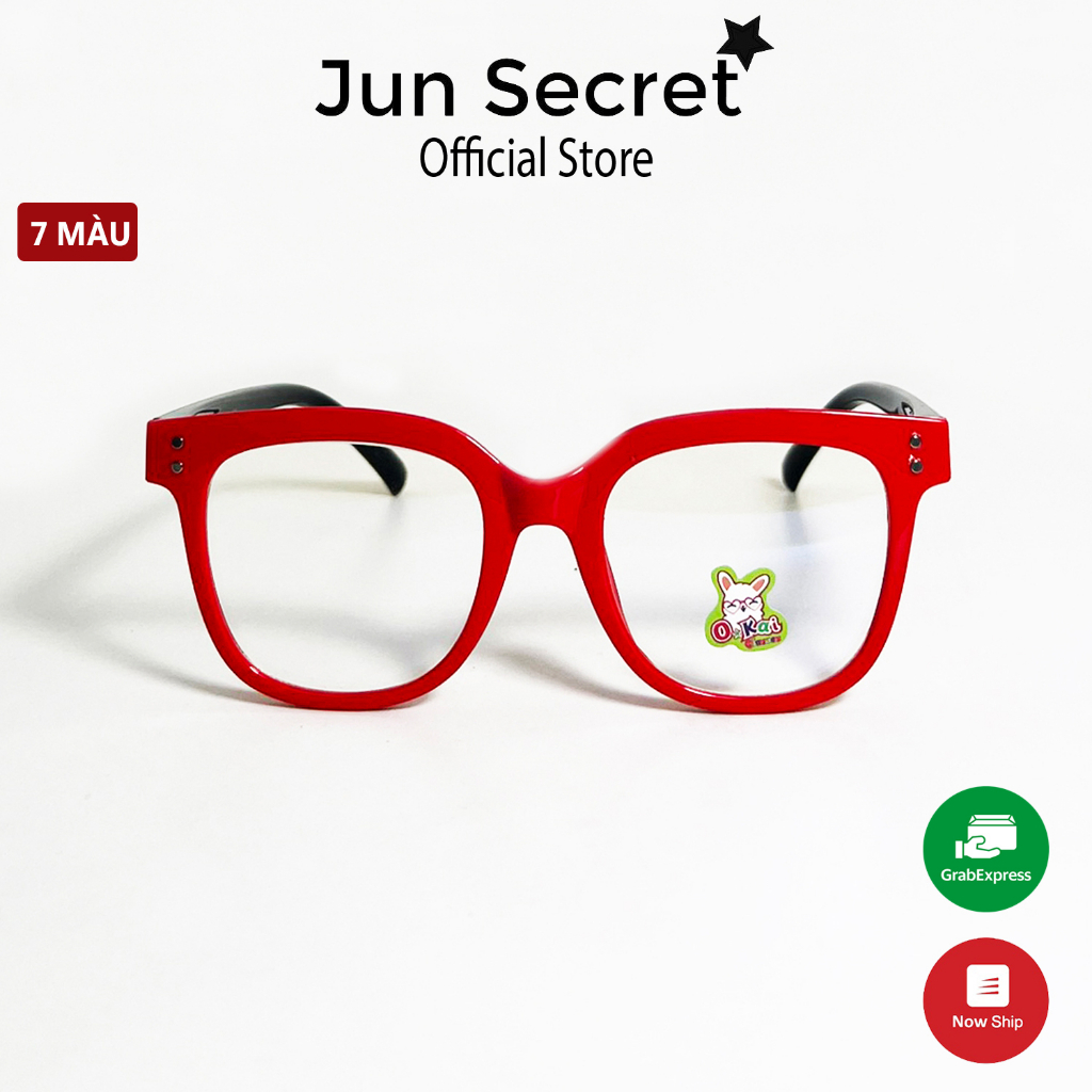 Kính mát trẻ em thời trang Jun Secret gọng nhựa dẻo form ôm mặt, tròng chống tia UV dành cho bé JS11018TRONG