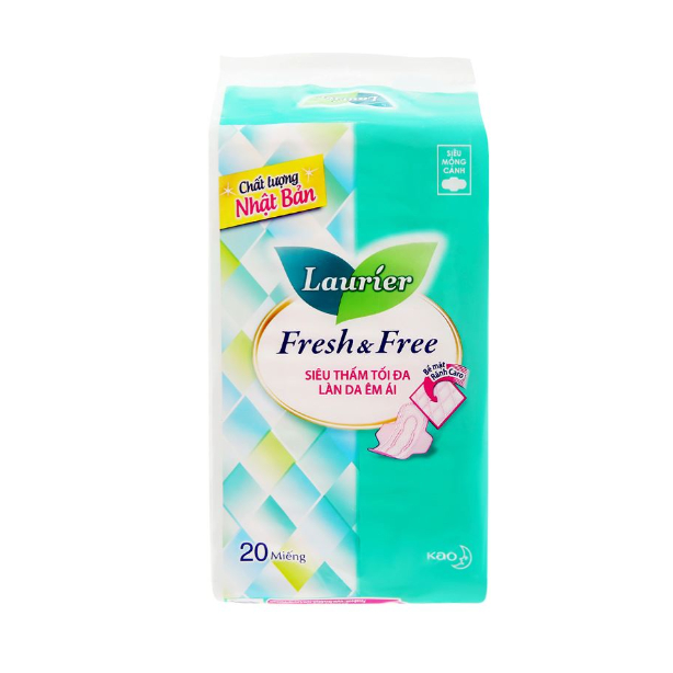 Băng ngày siêu mỏng cánh Laurier 20 miếng/gói, xuất xứ Thái Lan.