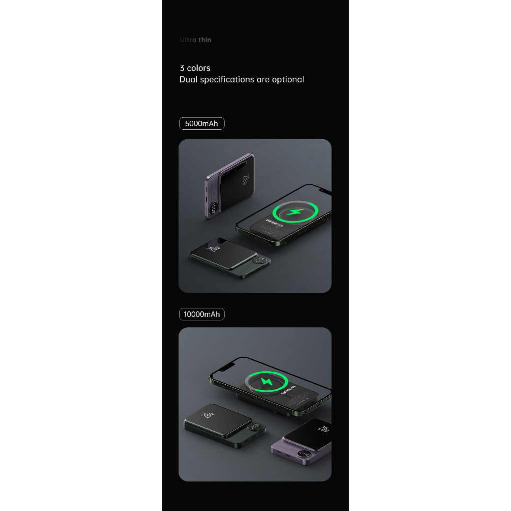 Sạc Dự Phòng Không Dây FENRUI Q9 5000mAh /10000mAh,Cho 12/13/14 Series,Sạc K Dây từ tính 7.5W,SẠC CÓ DÂY 20W