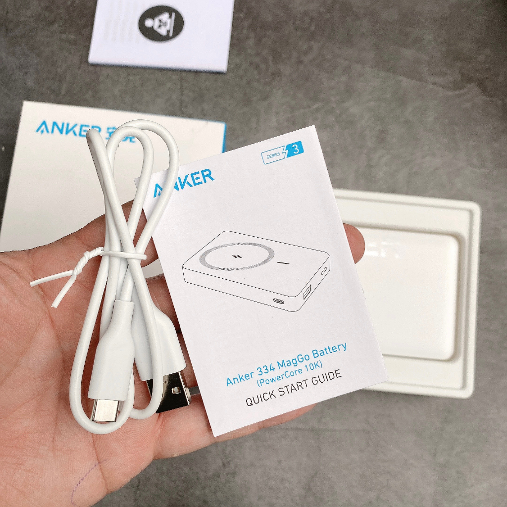 Sạc dự phòng Anker 10000mAh MagGo 334 Magnetic Battery - A1642 Từ tính không dây dây Hít Lưng  IP 12 13 14 Pro Max