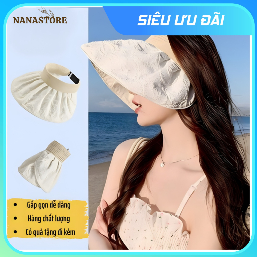 Mũ vành rộng chống nắng mùa hè, nón hoa mềm gấp gọn hai lớp nhựa vinyl cao cấp tiểu thư sang chảnh 2023