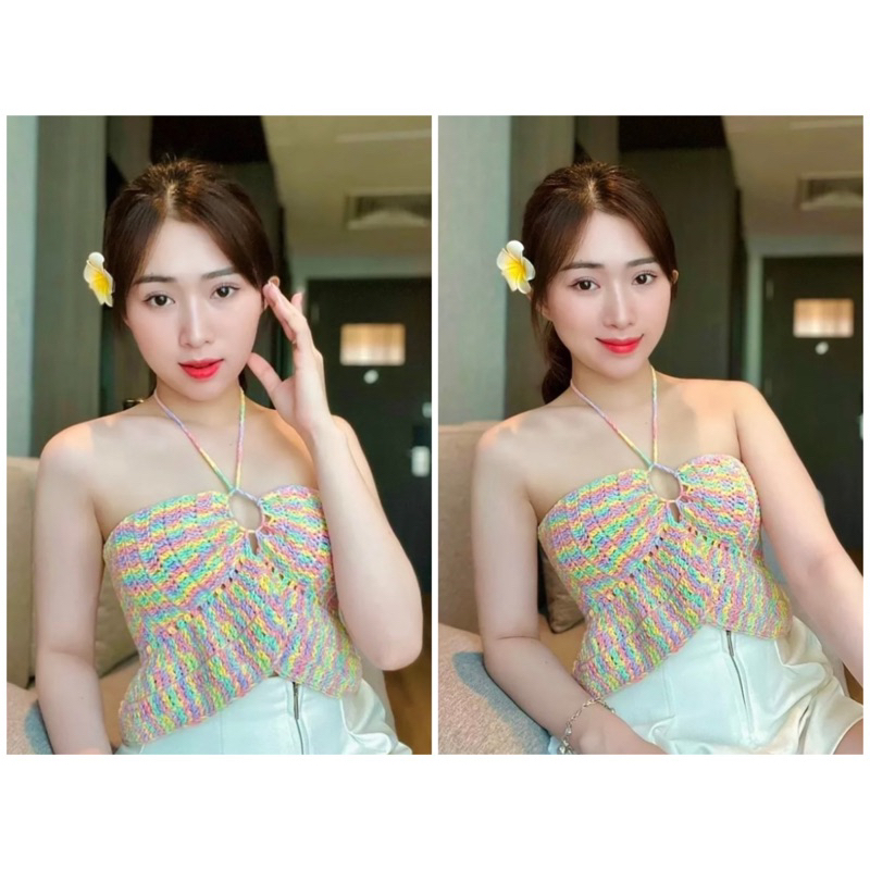 Ruffle XO - Áo croptop len bèo nhún , áo nữ thiết kế By Rya.amour handmade
