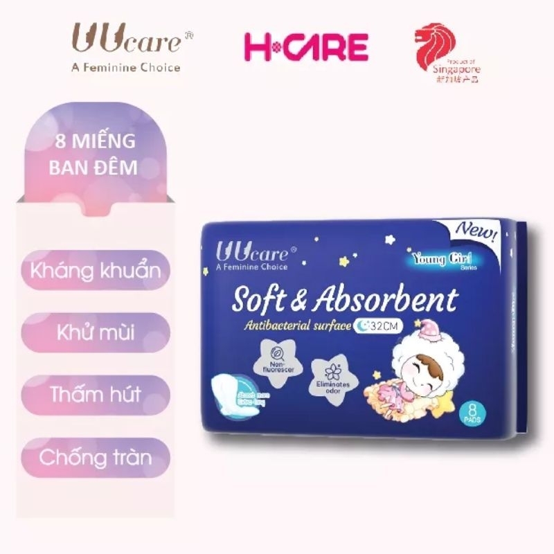 Băng vệ sinh phụ nữ Young Girl ban đêm 32cm ( 8 miếng/ Gói)