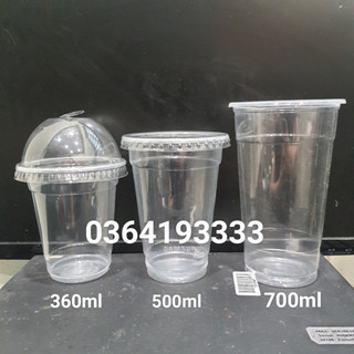 Cốc nhựa dùng một lần 400ml 500ml 700ml dập màng ly nhựa nắp cầu 50 cái