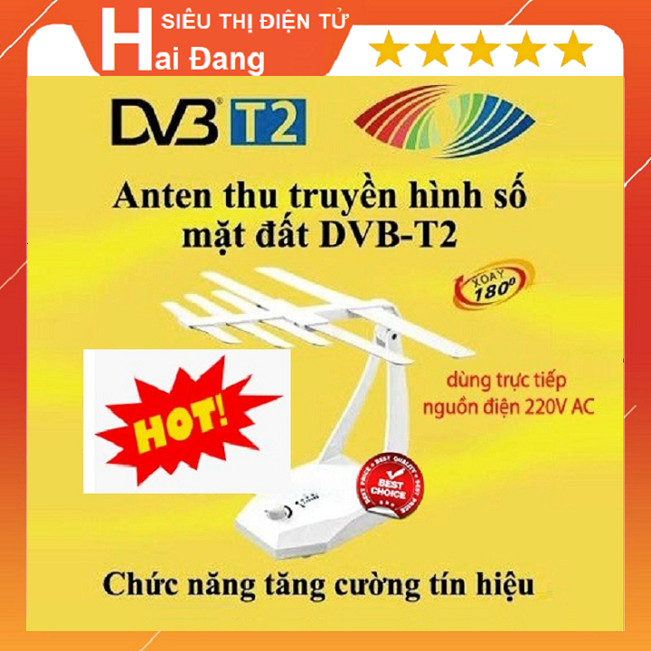 Anten Tivi, Ăng Ten Tivi DVB T2 Thông Minh, Thu Sóng 30KM, Ang Ten TV Kỹ Thuật Số Trong Nhà - Bảo Hành 12 Tháng