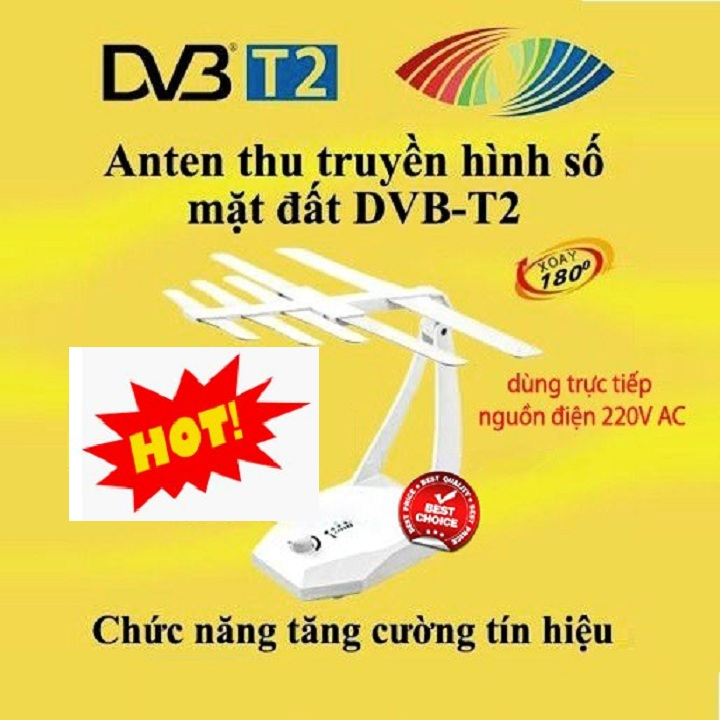 Anten Tivi, Ăng Ten Tivi DVB T2 Thông Minh, Thu Sóng 30KM, Ang Ten TV Kỹ Thuật Số Trong Nhà - Bảo Hành 12 Tháng