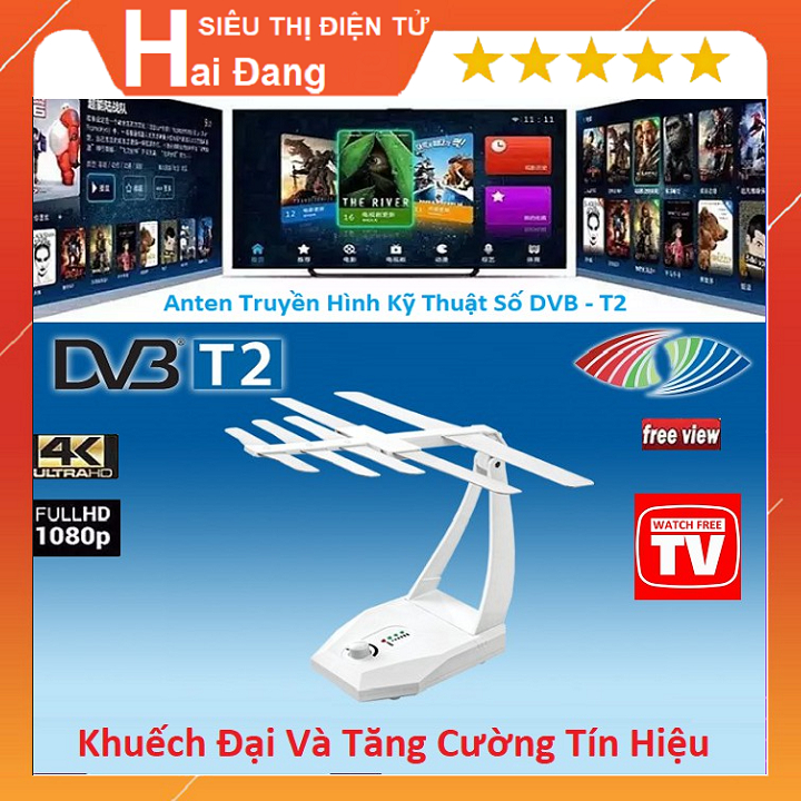 Anten Khuếch Đại Thu Sóng DVB T2, Ăng Ten Truyền Hình Miễn Phí, Cho TV Kỹ Thuật Số Trong Nhà - Phiên Bản Mới Nhất 2023