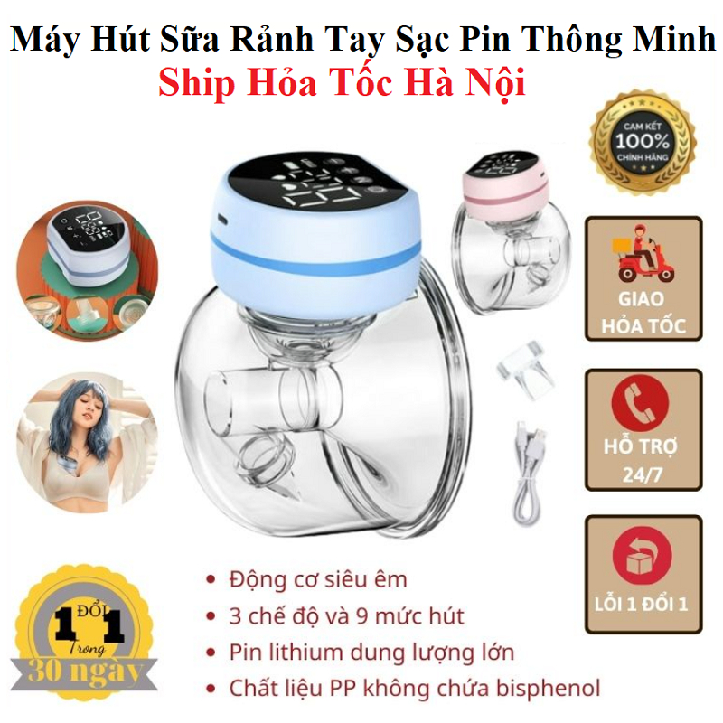 Máy Hút Sữa Sạc Pin, Cao Cấp Không Dây, Màn Hình Led, 3 Chế Độ 9 Lực Hút, Có Chế Độ Massage - Chất Liệu Tốt Cho Sức Khỏe