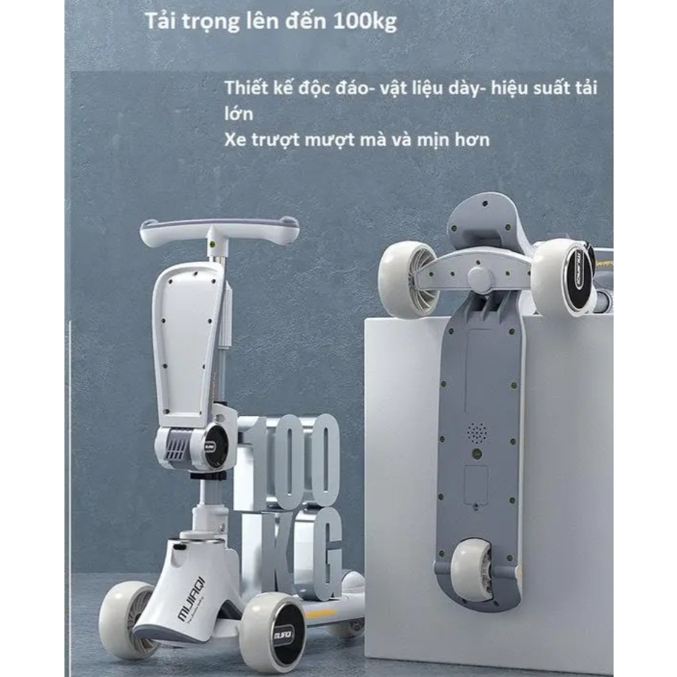 Xe Chòi chân cho bé, chính hãng,MIJIAQI 3 bánh phát sáng, có phanh sau, có nhạc thiếu nhi vui nhộn, xe gấp gọn dễ dàng.