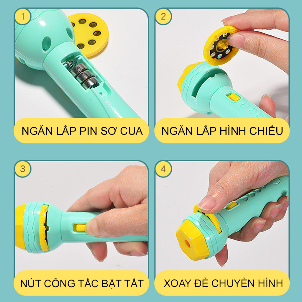 Đèn pin chiếu hình cho bé 80 hình ảnh sắc nét rõ ràng