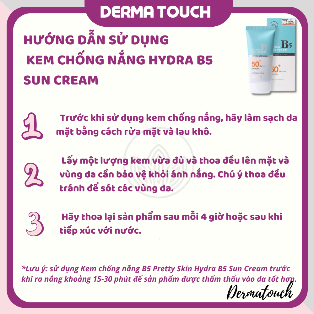 Kem chống nắng Pretty Skin HYDRA B5 SUN CREAM Pretty Skin phổ rộng 7 màng lọc tương đương MARTIDERM - DMP Derma Touch