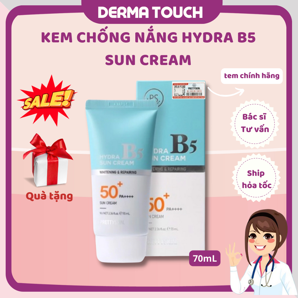 Kem chống nắng Pretty Skin HYDRA B5 SUN CREAM Pretty Skin phổ rộng 7 màng lọc tương đương MARTIDERM - DMP Derma Touch