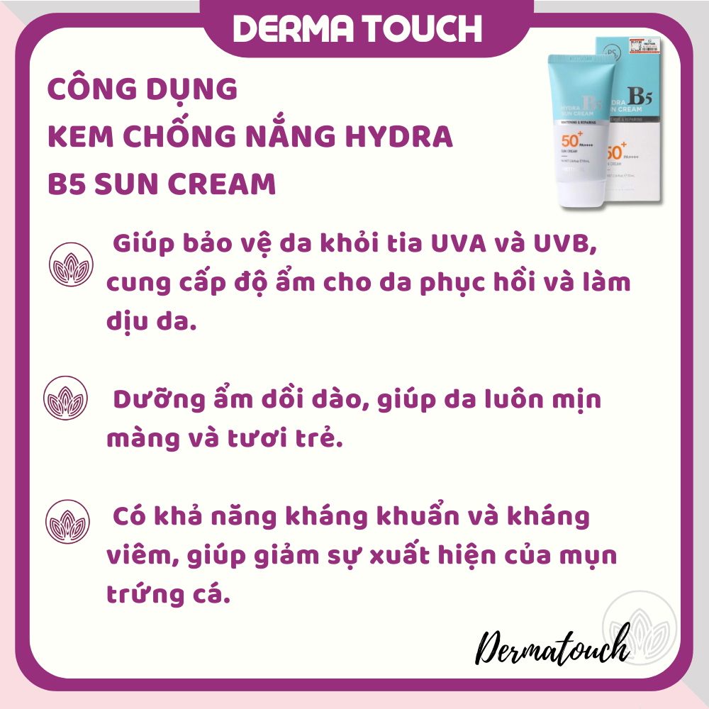 Kem chống nắng Pretty Skin HYDRA B5 SUN CREAM Pretty Skin phổ rộng 7 màng lọc tương đương MARTIDERM - DMP Derma Touch