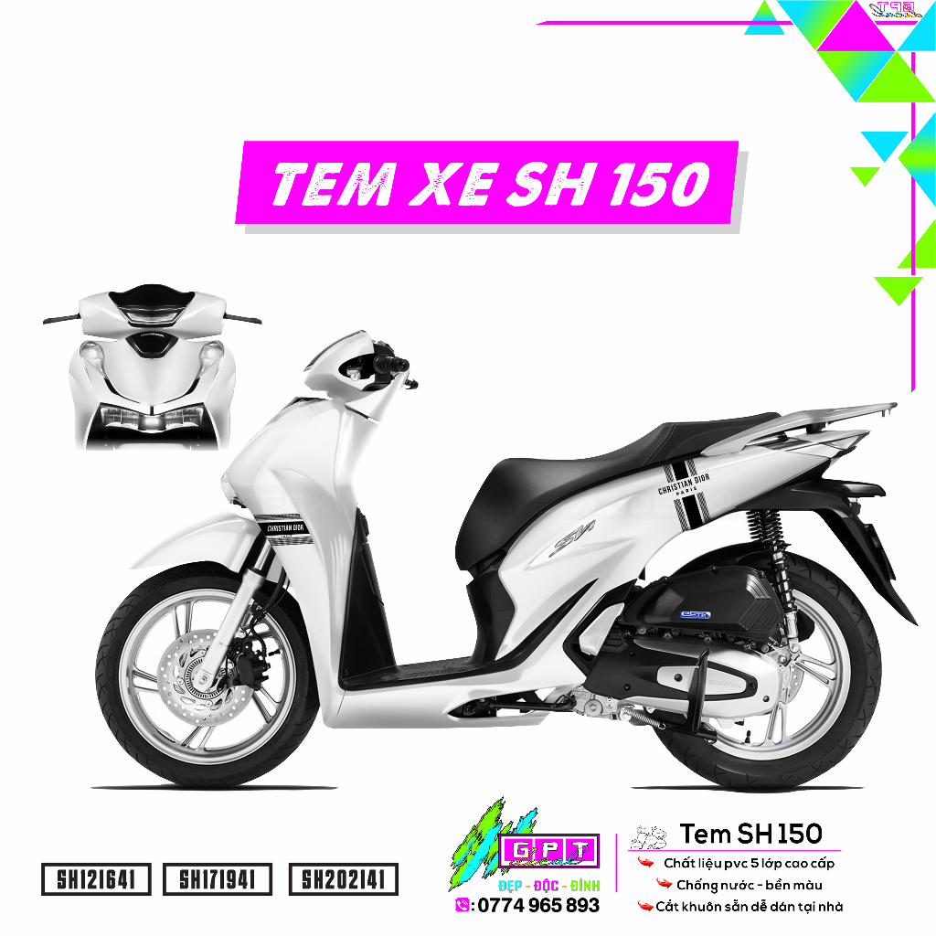 Tem Dán Xe SH Mẫu Chisrtion Dior I41I Decal Rời Dán Xe Cao Cấp Chống Nước Bền Màu - Tem Rời Phối Màu Hợp Xe Zin Các Đời