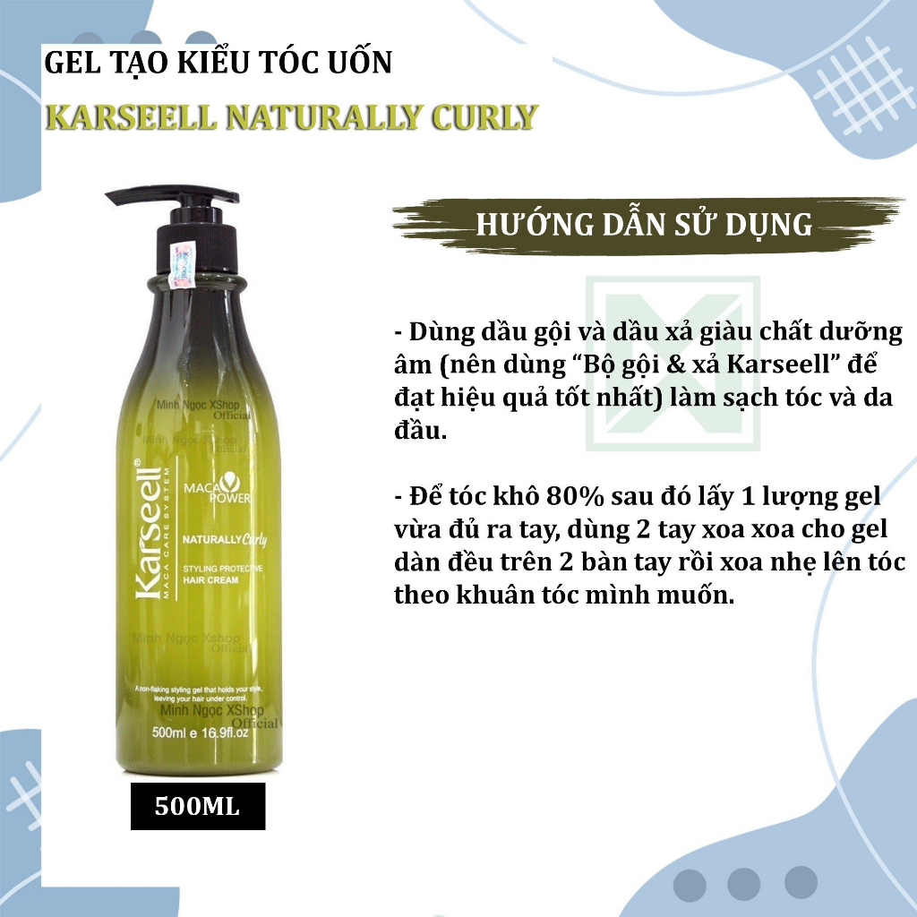 Gel tạo sóng xoăn Karseell Naturally Curly 500ml chính hãng