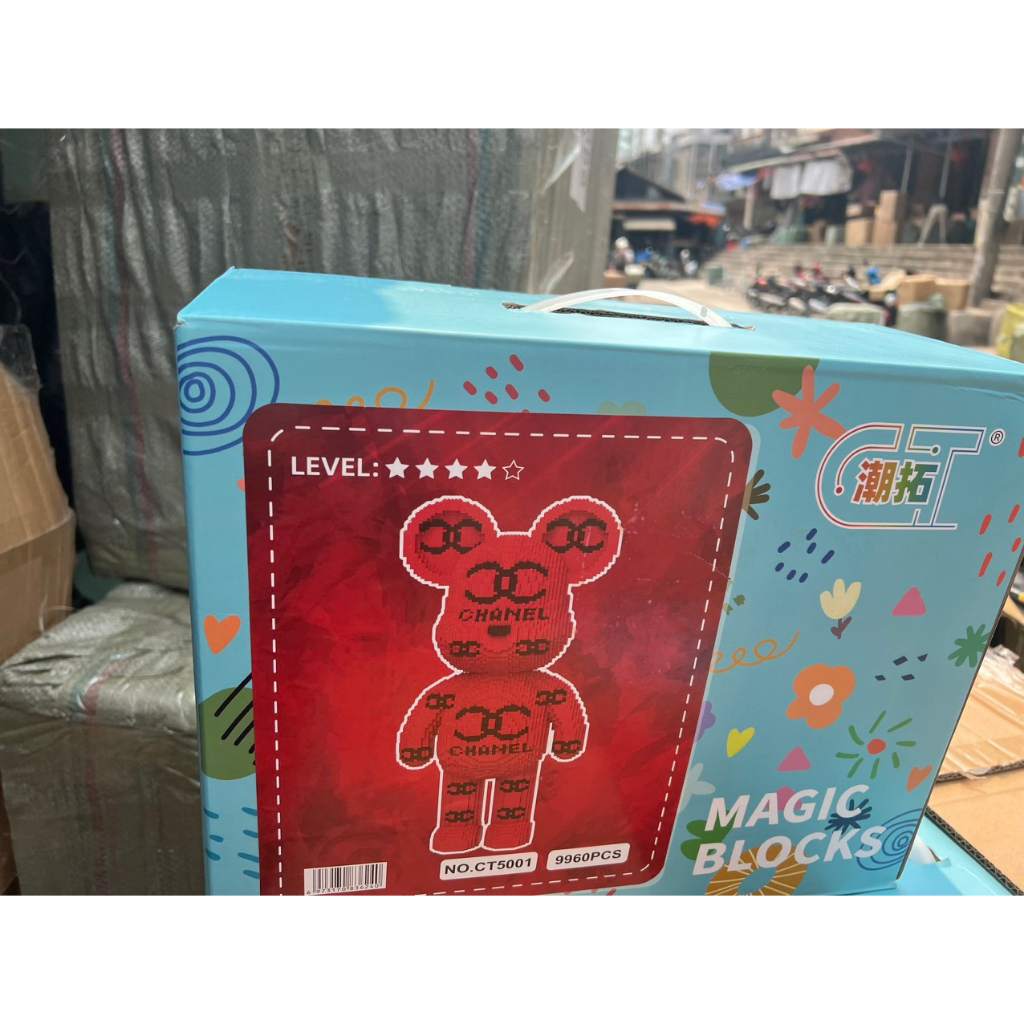 Xếp hình le.go bearbrick lv channel cỡ lớn 83cm Đồ chơi lắp ráp nano 3d  bear brick cho bé