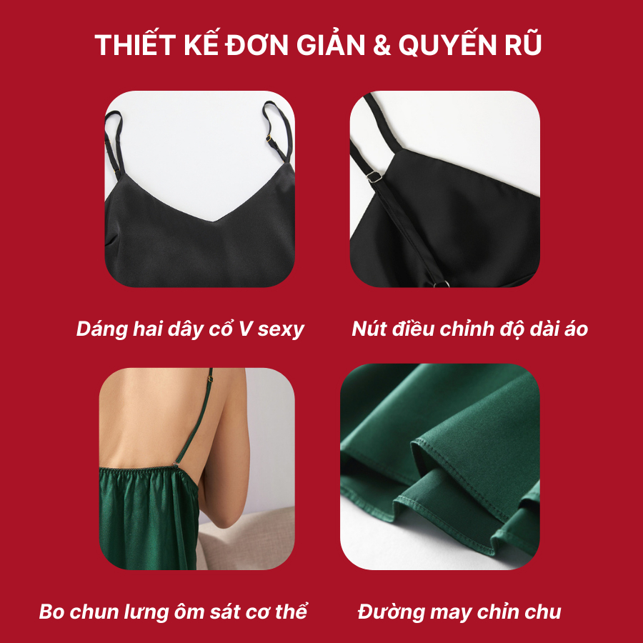 Đồ ngủ nữ 2 dây trơn chất liệu phi lụa cao cấp nhẹ nhàng nữ tính BDT0523,  Zen Me Women's World