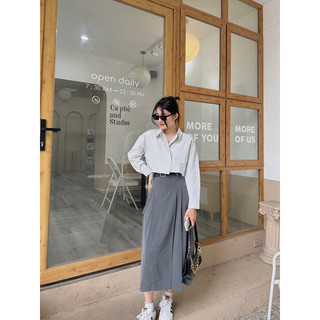 Áo Sơ mi croptop 2 cúc (2936) - MIDISTORE