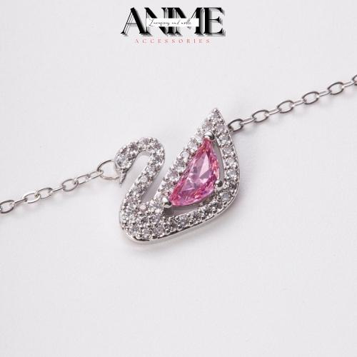Dây Chuyền Crystal Swan Necklace, Dây Chuyền Thiên Nga Xanh - Hồng - Đen Chính Hãng ANIME