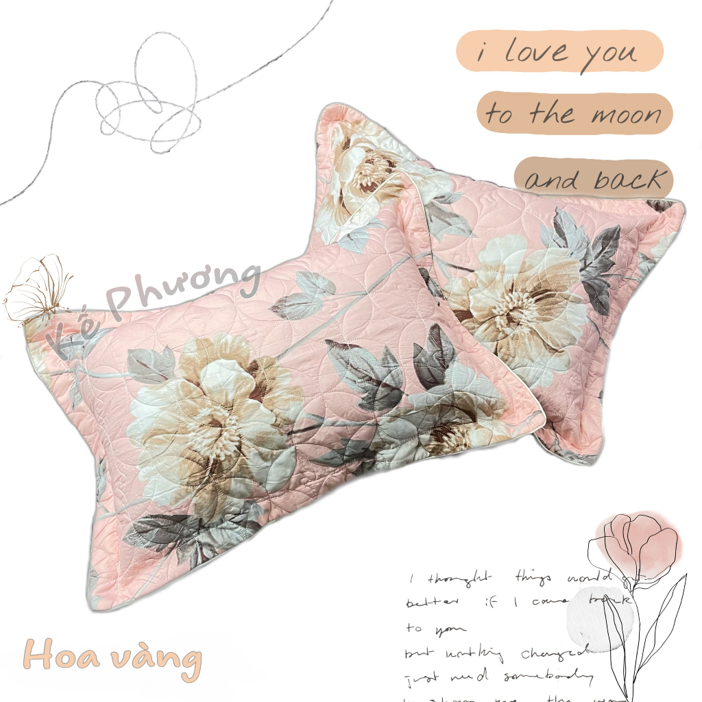 Vỏ gối satin cotton thêu TG 45x65