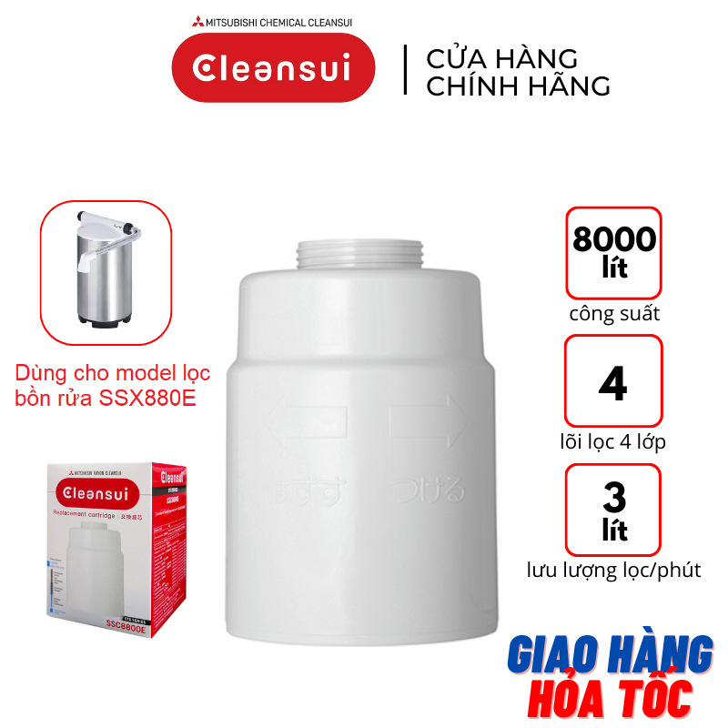 Lõi lọc nước thay thế Mitsubishi Cleansui SSC8800E (dùng cho model lọc bồn rửa SSX880E) - Hàng chính hãng