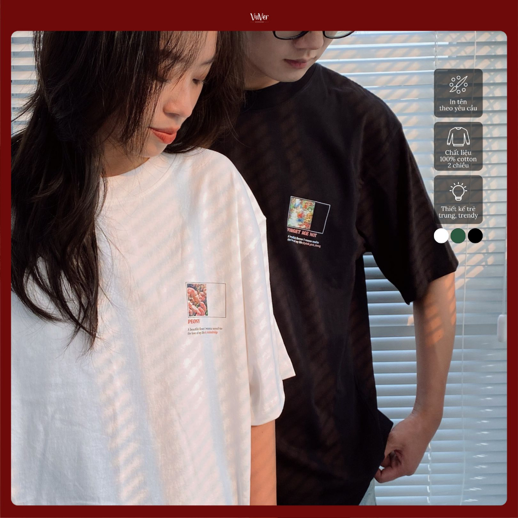 T-shirt - BLOOMING TIME - in tên bạn và loài hoa theo tháng sinh, 100%cotton 2 chiều-free 4 ảnh in