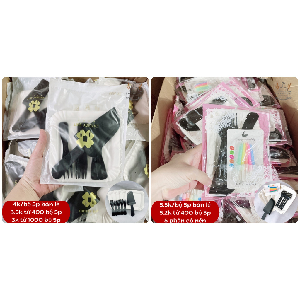 Sỉ Ib Zalo Bộ Phụ Kiện Ăn Bánh 5 Phần Không Kèm Nến