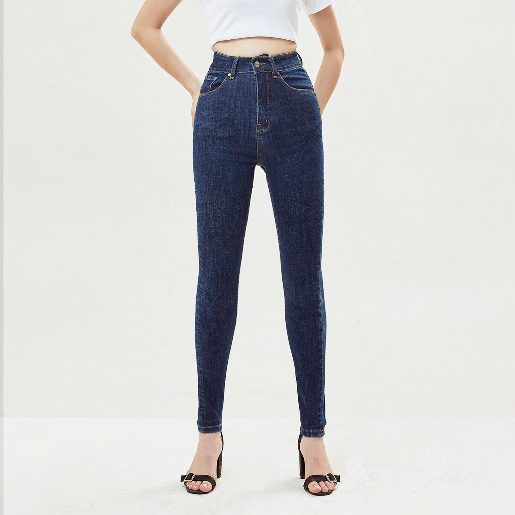 Quần Jeans Nữ Lưng Cao Co Giãn, Quần Bò Cạp Cao Ôm Co Giãn 100% Cotton Nhiều Màu: Đen,Xanh đen, Xanh biển,Xám,Xanh ngọc