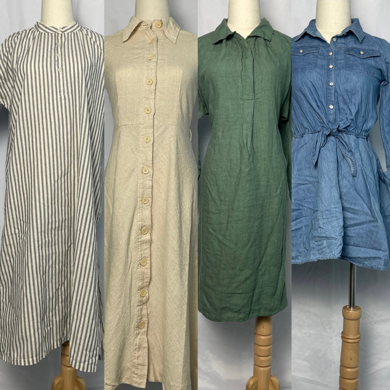 Váy 2hand sơ mi / yếm - đầm secondhand vintage - thời trang nữ 2023