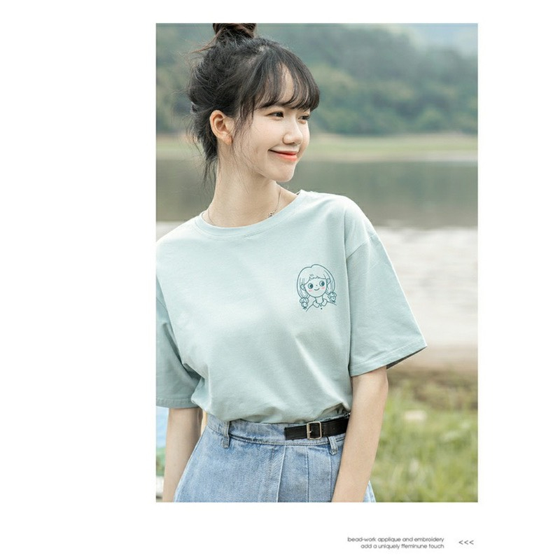 Áo thun cotton in hình ALICEVN1990, áo thun nữ  trẻ trung in hình giá rẻ chất cotton 100%