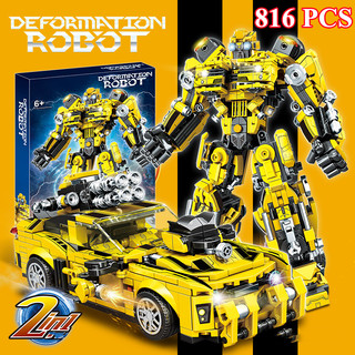 Bộ đồ chơi xếp hình lắp ráp mô hình robot bumblebee transformer - lắp ráp robot người máy oto biến hình