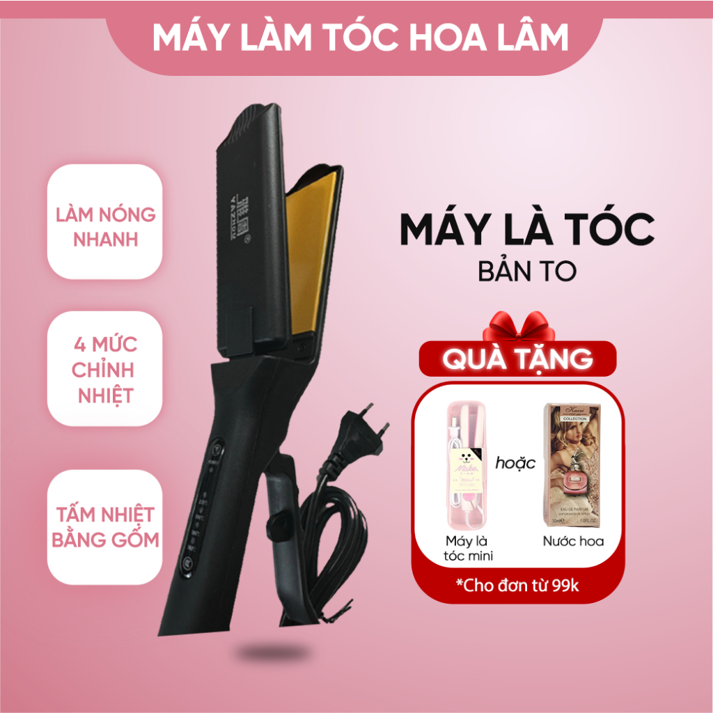 Máy là tóc, duỗi tóc, ép thẳng chuyên dụng dành cho salon, bản to có mức chỉnh nhiệt