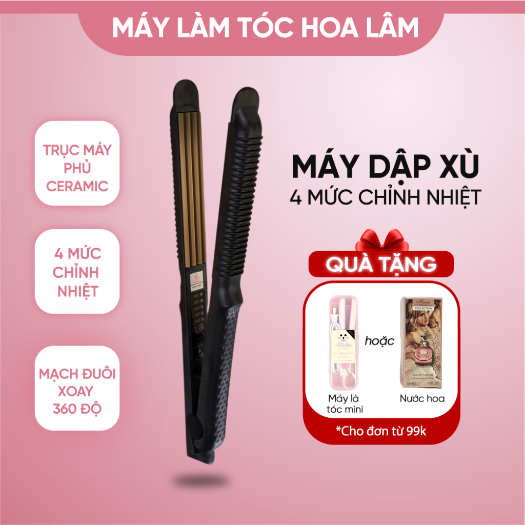Máy dập xù tóc, bấm xù tóc bản nhỏ 4 nấc chỉnh nhiệt; máy làm tóc mini an toàn khi sử dụng LH02