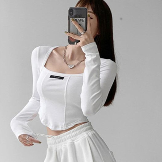 Áo Croptop Hai Dây 28May Ôm Body Vạt Bầu Cổ Vuông Kèm Tag