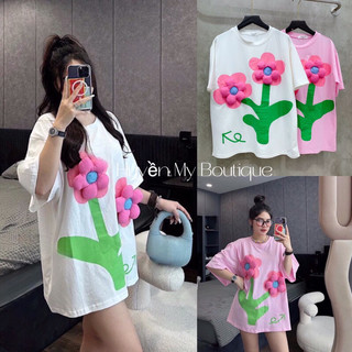 Áo Thun Nữ Đính Hoa 3D Hàng QC Dáng Rộng Free Size