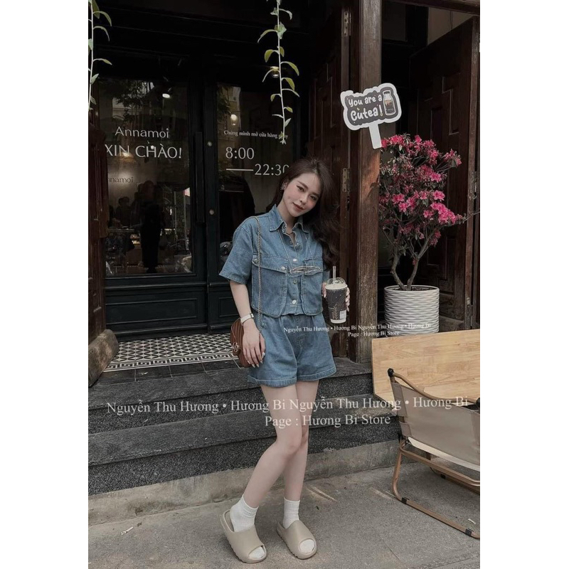 MÃ 123 SET JEAN 2 TÚI CÀI KHUY QUẦN CHUN XANH