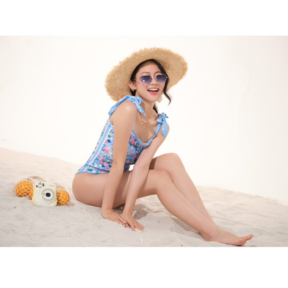 Bikini 2 in 1 swimsuit 1 mảnh Lylylorem BK088 bộ đồ bơi nữ họa tiết vintage hoa thắt nơ xinh xắn