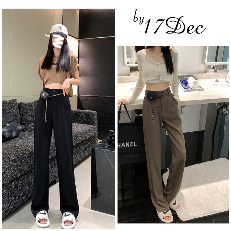 Quần nữ culottes ống rộng cạp cao 7 phân 2 khuy chất tuyết mưa, ống suông lưng cao LC29