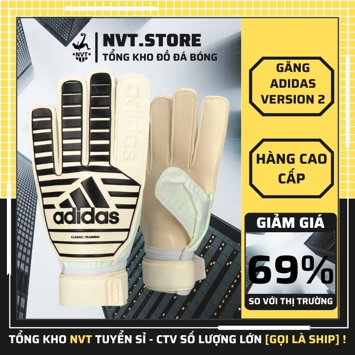 Bao tay thủ môn cao su TPU adidas classic V2, găng tay bắt bóng trẻ em siêu dính không xương cao cấp - NVT.store.vn