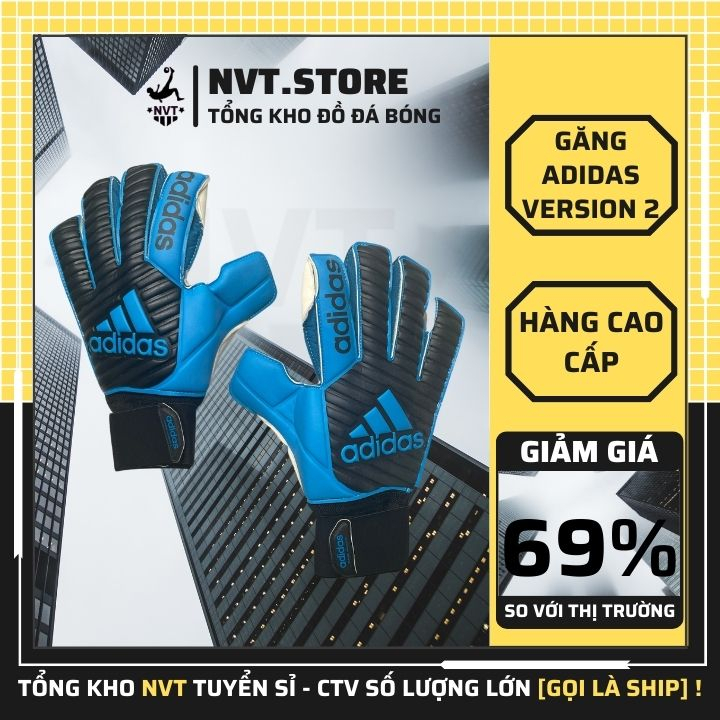 Găng tay thủ môn người lớn adidas classic V2 ôm tay thoải mái, bao tay bắt bóng không xương 3 màu siêu dính - NVT.store.