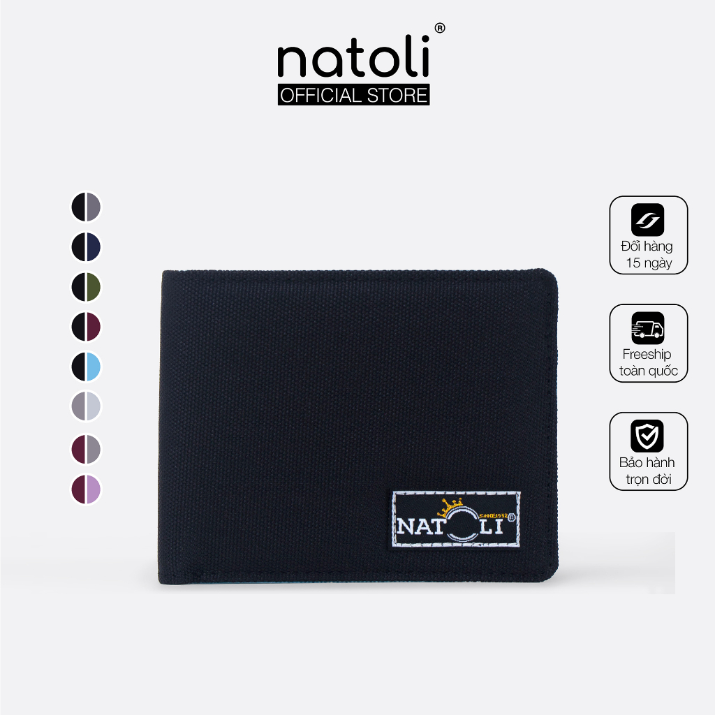 Ví vải nam ngang thương hiệu NATOLI đựng thẻ nhiều ngăn nhỏ gọn cao cấp Simple Horizontal Wallet V4