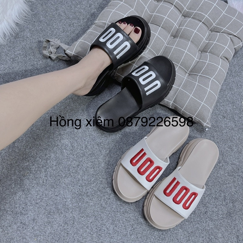 Dép Quai Ngang Nữ Đế Cao 4cm Chữ thêu UOO siêu bền đẹp , phong cách nữ tính năm 2023 Bản Cao Cấp  Litter Store